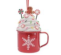 Widdop Tasse rouge avec décoration crème et bonhomme en pain d'épices - Tasse de Noël festive en céramique avec sucre d'orge et détails de saupoudrage - Décoration d'hiver décorative pour les