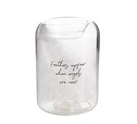 Widdop Thoughts of You Photophore en Verre avec Plume à l'intérieur - Plumes - Lumière commémorative commémorative Cadeau Souvenir Message Sentimental