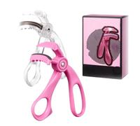 Wide-Angle Eyelash Curler with Comb, Frameless Curler Suits (White+Pink) | Frameless wide-angle curler curls and separates lashes in one step with a soft silicone pad and ergonomic grip for daily use