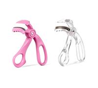 Wide Angle Eyelash Curler with Comb, Gentle Lash Tool | Upgraded Wide Fit Eyelash Shaping Tool with Replacement Pads for Natural Curl and Daily Eye Makeup(Pink+White)