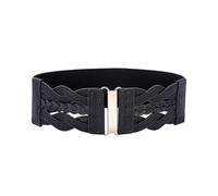 Wide Belt - Fashion Waistband Elastic Buckle System | Vintage Stretch Dress Support Accessory Adjustable Fit Styling Band Casual Formal Work Party Wedding Daily Wear Outfit Enhancement Decorative Wai