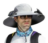 Wide Brim Sun Hat with Solar Fan | Solar Fan Hats for Men | Outdoor Wide Brim Solar Fan Outdoor Fishing Hat | Summer UV Protection Sun Hat with 2 Solar Fan | Solar & USB Charging