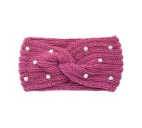 Wide Cross Pearl Hairband For Women Solid Color Warm Elastic Sports Yoga Headwear Hair Accessories(Color02)