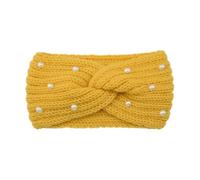 Wide Cross Pearl Hairband For Women Solid Color Warm Elastic Sports Yoga Headwear Hair Accessories(Color18)