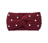 Wide Cross Pearl Hairband For Women Solid Color Warm Elastic Sports Yoga Headwear Hair Accessories(Color11)