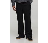Wide Fit Half & Half Waistband Tweed Trouser homme - noir - M, noir