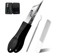 Wide Jaw Opening Anti-Splash Slanted Nail Clipper, Slanted Nail Clippers for Ingrown Toenails, Splashproof 25° Beveled Edge Nail Clippers 3-Piece Set (Black)