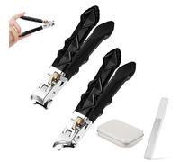 Wide Jaw Thick Toenail Clippers Anti Splash Design, Heavy Duty Ingrown Toenail Clippers Nail Cutters Curved Fingernail Clippers, Ultra Sharp Slanted Nail Clippers with Long Handle (2*Mix)