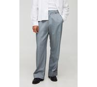 Wide Leg Pleat Front Trouser With Turn Up Hem homme - gris - 28, gris