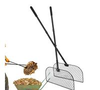 Wide Metal Leaf Rake, Ergonomic Yard Cleaning Tool, Large Head Faster Coverage, Balanced Handle Tine Spacing, Garden Tool Category Feature, Outdoor Lawn Patio Pathway, Grass Debris Removal Use