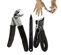 Wide Opening Toe Nail Cutters with Nail File | Wide Opening Toe Toe Cutter Set | 3 x Heavy Duty Trimming Kit For Nails, Pointed Nail Cutters for Men, Women