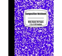 Wide Ruled Composition Notebook 110 Pages: Blue Composition Book, 7.5 x 9.25 Inches Wide Rule, Pastel Color Notebook, Marble Blue Color, School And ... for School, Work, or Journaling Pages