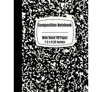 Wide Ruled Composition Notebook: Marble Composition Book Wide Ruled 110 Pages, 7.5 x 9.25 Inches, Pastel Color Notebook, Black and White Marble Notebook, School and Office Supplies