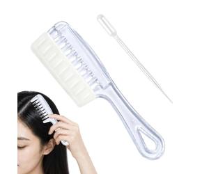 Wide Tooth Hair Oil Applicator, Roll-On Liquid Delivery Comb, Scalp Care | Efficient Dispenser, Ergonomic Accessory with Easy-Fill Chamber, Bathroom Supply for Travelers Beginners