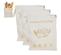 Wide Zipper Access Cotton & Beeswax Bread Bags for Sourdough, Cotton and Beeswax Bread Bag with Zipper, Reusable Beeswax Food Storage Bags with Zipper, for Home Bakers to Keep Fresh (3Pcs)