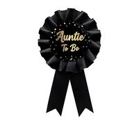 WIDEIDEAL Pin's en fer blanc avec inscription « Auntie To Be » pour fête prénatale, rosace pour fête prénatale, révèle le sexe - Ruban noir - Décoration de fête, Plastique, Sans pierre précieuse