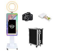 WideMeet Écran tactile LCD de 21,5 pouces miroir magique portable coque support cabine photo selfie pour fête de mariage événement location (machine blanche, ensemble complet machine cabine photo)