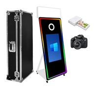 WideMeet Miroir portable pour appareil photo avec écran tactile de 43 pouces - Selfie Photobooth - Avec étui de transport pour mariage, fête, événement (kit complet blanc)