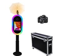 WideMeet Photomaton pour iPad 10,2 "-13" et pour appareil photo, avec lampe de poche, télécommande, étui de vol, support portable 2 en 1 pour selfies, événements de location de fête (noir, machine +