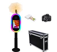 WideMeet Photomaton pour iPad 10,2"-13" et pour appareil photo, avec lampe de poche, télécommande, étui de vol, support de selfie portable 2 en 1 pour événements de location de fête (noir, ensemble
