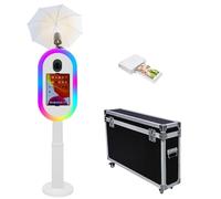 WideMeet Photomaton pour iPad 10,2 "-13" et pour appareil photo, avec lampe de poche, télécommande, étui de vol, support portable 2 en 1 pour selfies, événements de location de fête (blanc, Mahine +