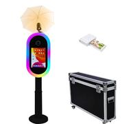 WideMeet Photomaton pour iPad 10,2 "-13" et pour appareil photo, avec lampe de poche, télécommande, étui de vol, support portable 2 en 1 pour selfies, événements de location de fête (noir, Mahine +