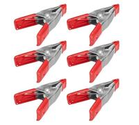 Wideskall Lot de 6 mini pinces à ressort en métal avec embouts en caoutchouc rouge 5,1 cm