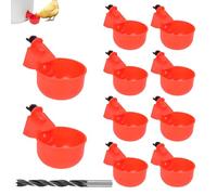 WideSmart Abreuvoir Automatique pour Volailles,Lot de 10 Abreuvoirs Automatiques pour Volailles et Foret de 9 mm,Abreuvoir pour Poule,Gobelets à Eau de Poulet,pour Canards, Oies,Dindes et Pigeons