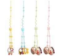 WideSmart - Lot de 4 attache-tétines en silicone - Réglable - Sangle de sécurité - Pour jouets, gobelets, poussette, chaise haute, siège auto