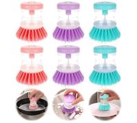 WideSmart Lot de 6 brosses à vaisselle pour distributeur de savon, brosses à vaisselle rechargeables avec distributeur de liquide, brosse à vaisselle 2 en 1 multifonction pour nettoyage de la