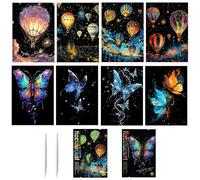 WideSmart Lot de 8 Scratch Paper Rainbow Painting Sketch,Papier d'art à gratter et croquis A4 pour enfants et adultes,Carte à Gratter Enfant-Image murale brille dans le noir-Papier à gratter coloré