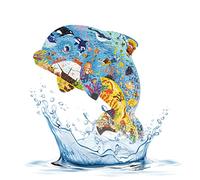 Widisun Partager avec animaux pour enfants 108 pièces puzzle animaux puzzle jouet dauphins Jigsaw puzzle enfants jeux éducatifs jouets cadeau pour les âges 4 5 6 7 8 9 10 ans