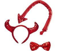 WIDMANN 01058 ? Costume de Diable en Paillettes pour Adulte, 3 pièces, Taille Unique, Rouge
