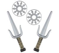 WIDMANN MILANO PARTY FASHION W Widmann 01205 Waffenset, 2 Dolche, 2 Shuriken, Ninja, Schwerter, Waffen, Karate, Accessoire, Zubehör, Mo Set d'armes, Mixte Adulte, 10004284, argenté, Taille Unique