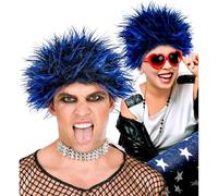 Widmann 02128 - Perruque Punk Bleu Rocker Cheveux Synthétiques, Fête à thème, Carnaval