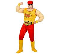 W WIDMANN MILANO Party Fashion - Costume Wrestling Champ, t-shirt musclé, pantalon, ceinture, couvre-bottes, bandana, carnaval, fête à thème