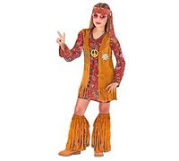 Widmann Costume enfant Hippie, robe, gilet, bandeau, couvre-bottes à franges, 116 cm (4-5 ans)