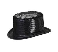 WIDMANN 0451Z - Chapeau pailleté Unisexe Adulte, Chapeau, 10's, 20's, Nouvel an, Spectacle, Danseurs, Carnaval, Taille Unique, Couleur Noir