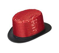 W WIDMANN MILANO Party Fashion Generique - Chapeau Haut de Forme Rouge à Sequins Contour Noir Adulte