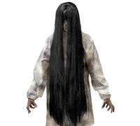 WIDMANN 04901 - Perruque de Femme Adulte Esprit maléfique, psychose, Horreur, noirceur, Halloween, Carnaval, Longueur 100 cm, Taille Unique, Couleur Noir