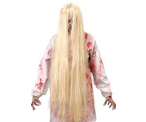 WIDMANN 04902 - Perruque de Femme Adulte Esprit maléfique, psychose, Horreur, noirceur, Halloween, Carnaval, Longueur 100 cm, Taille Unique, Couleur Blond