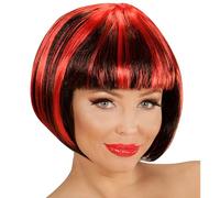 Widmann 04952 - Perruque Fashion Steak pour femme adulte, discothèque, fête, carnaval, soirées à thème, Couleur Noir-Rouge