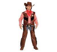 Widmann – Déguisement enfant Cowboy – Chemise, gilet, chaps, chapeau – 128 cm (5-7 ans)