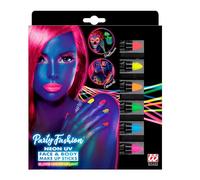 Widmann 09602 Lot de 6 Crayons de Maquillage UV Unisexe - Adulte Multicolore - Taille Unique