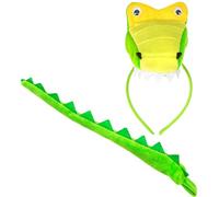 Widmann 09738 Crocodile Ensemble serre-tête et queue pour femme Jaune/vert Taille unique