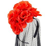 WIDMANN 09778 Voile avec roses pour femme Noir/rouge Taille unique