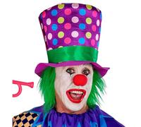 Widmann 10677 10677 Cylindre à Cheveux Violet à Pois colorés Amusant Clown Horreur Fête à thème Carnaval Halloween Unisexe - Adulte Multicolore Taille Unique
