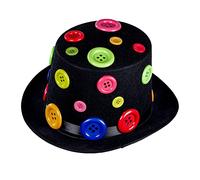 Widmann 11763 Chapeau avec boutons colorés en feutre, chapeau, coiffe, clown, cirque, fête à thème, carnaval