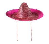 WIDMANN 1428G - Sombrero en Paille Unisexe Adulte, Chapeau, Mexicain, fêtes d'été, Carnaval, diamètre 48 cm, Taille Unique, Couleur Rose