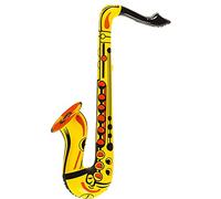WIDMANN 23931 - Saxophone Gonflable Unisexe Adulte, Clown, Cirque, Disco, Musicien, Spectacle, Carnaval, fêtes à thème, 55 cm, Couleur Or